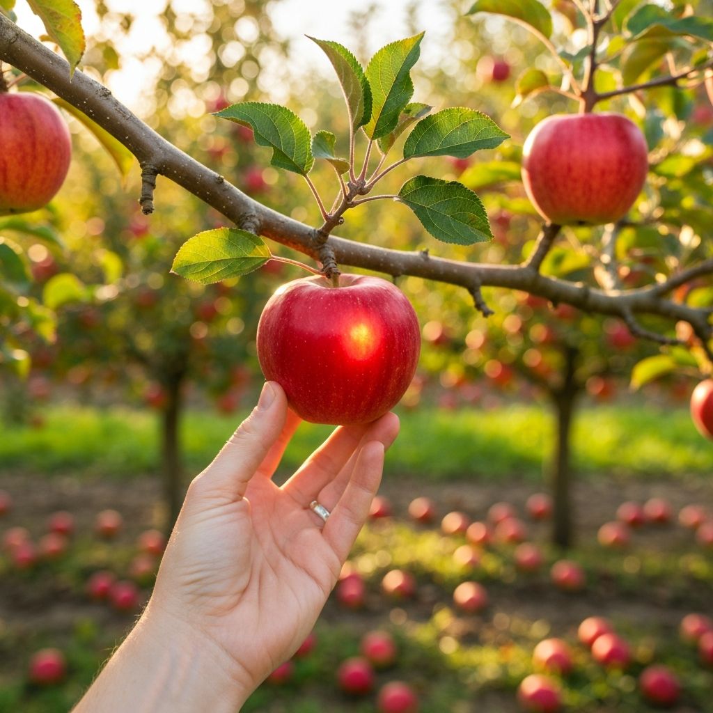 Hand picking fruit from tree